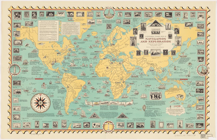 1951_A pictorial stamp map of navigation and exploration