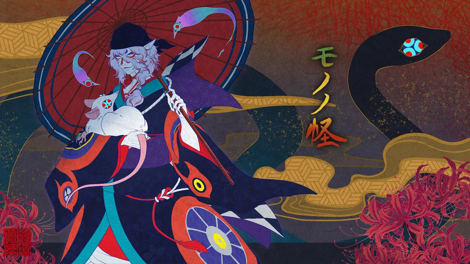 Medicine Seller From Mononoke - Ukiyo-e Digital Art 4K Wallpaper (3840x2160)