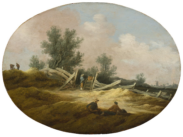 Landscape with a Wooden Fence and Figures ca 1630