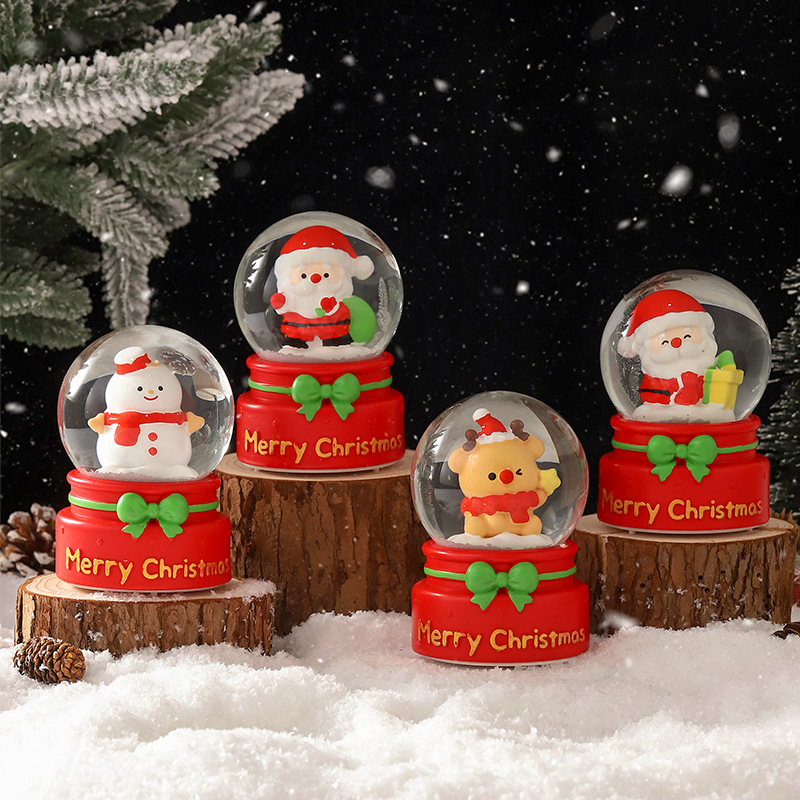 Handcrafted Christmas snow globe with light