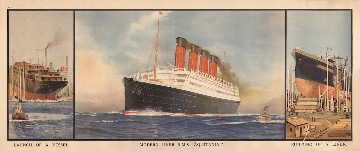 Launch Of A Vessel Modern Liner RMS Aquitania Building Of A Liner 1920