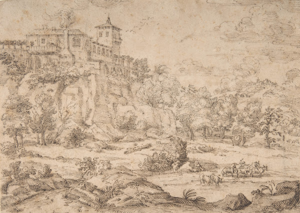Landscape with Hilltop Villa 17th century