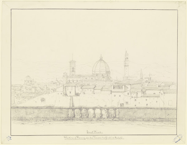 Blick von der Terrasse des Giardino Boboli auf Florenz 1825