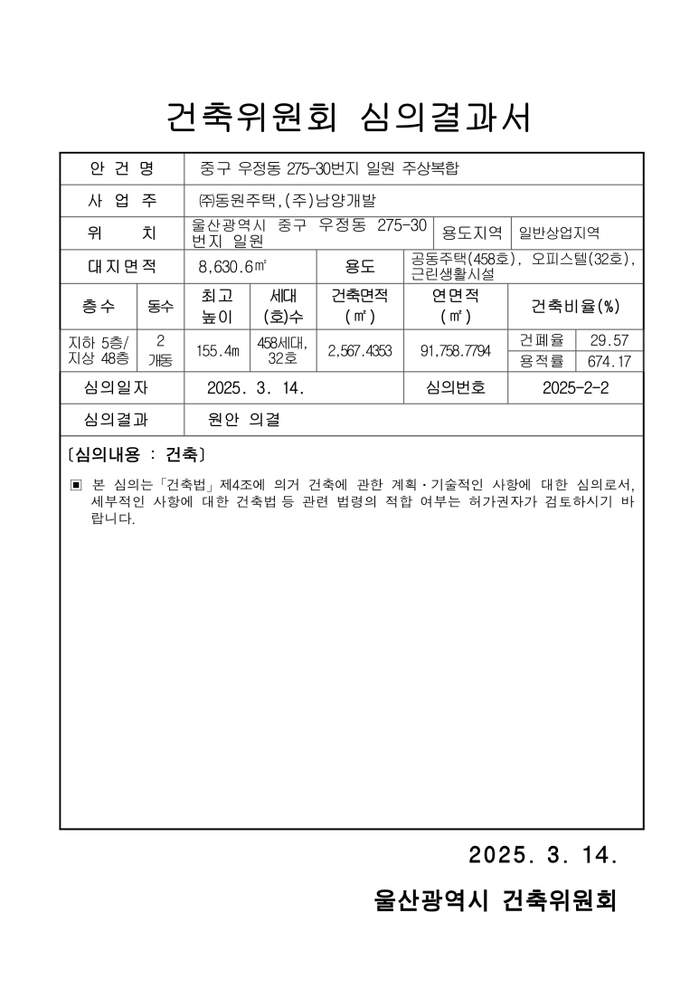 우정 8지구 주상복합, 울산시 중구 우정동 275-30일원