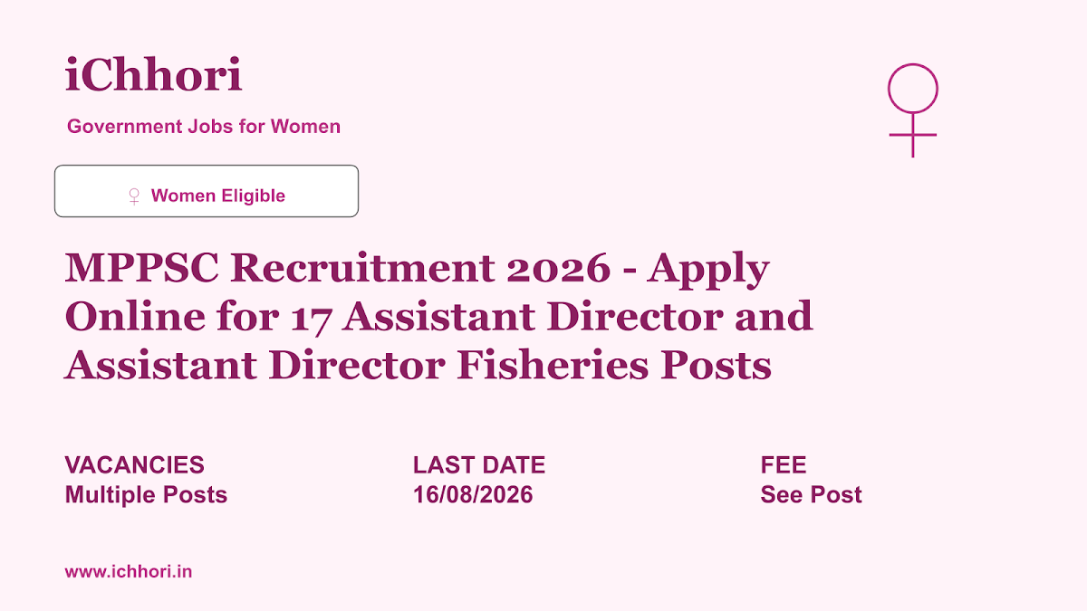 MPPSC Recruitment 2026 - Apply Online for 17 Assistant Director and Assistant Director Fisheries Posts - iChhori