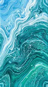 Abstract Swirling Fluid Art in Ocean Blue and Teal Gradients