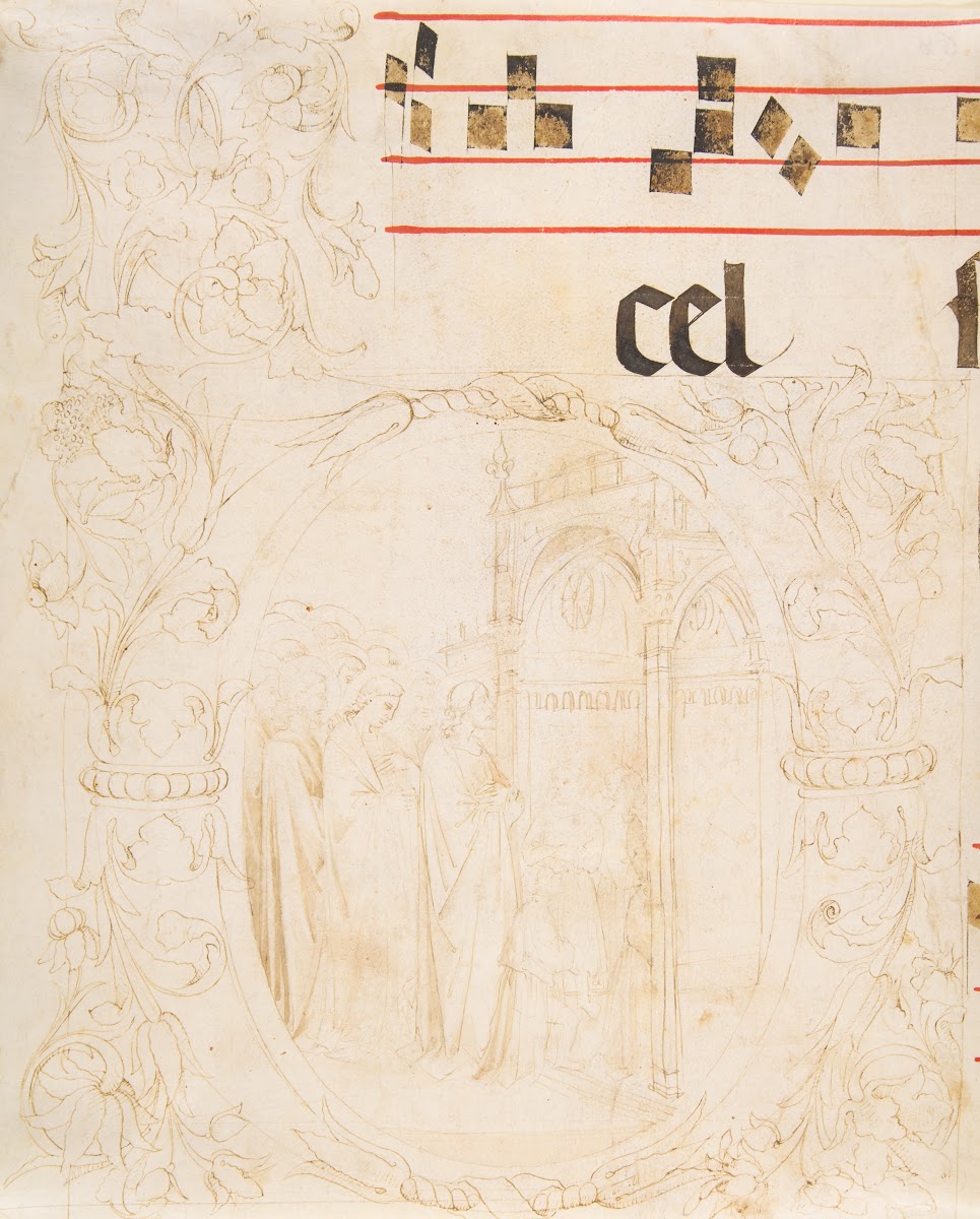Decorated Initial with Scene of Christ Entering the Temple 140811