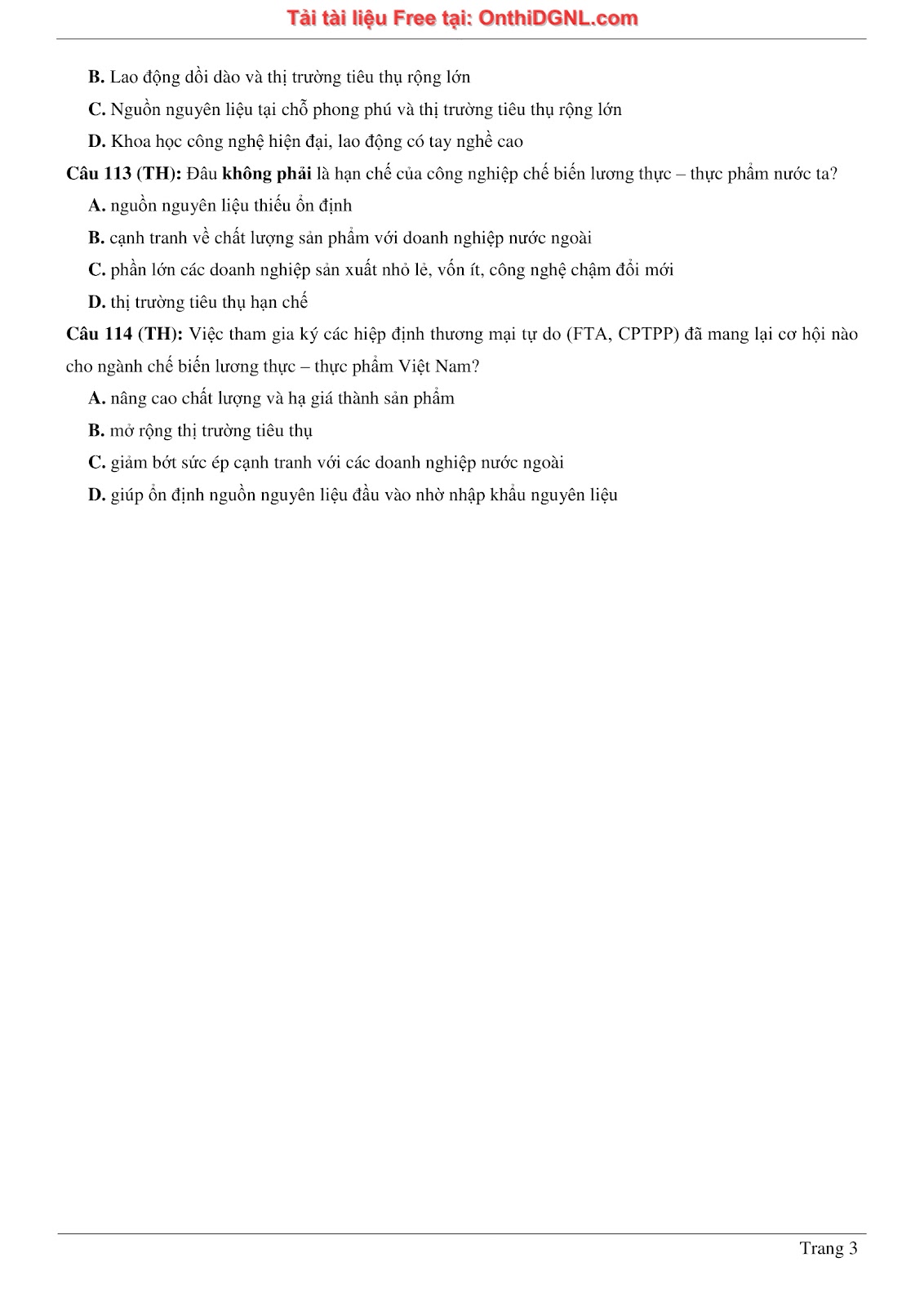 250 bài tập môn Địa Lý - Ôn thi ĐGNL ĐHQG TP HCM Phần 18