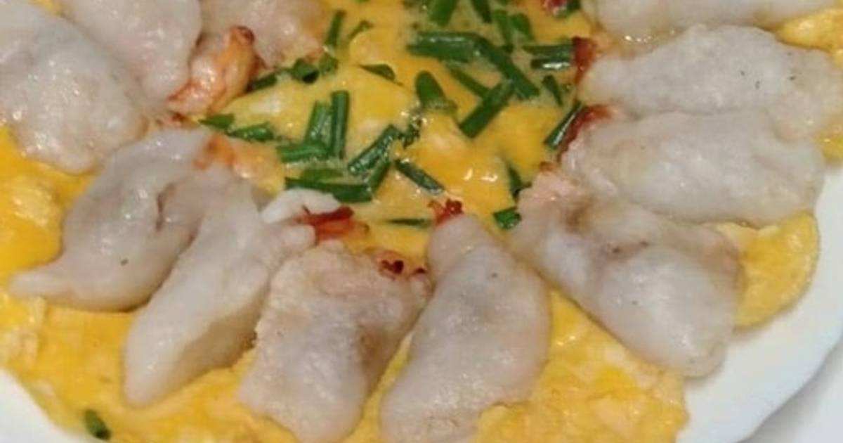 Sủi cảo tôm chiên trứng