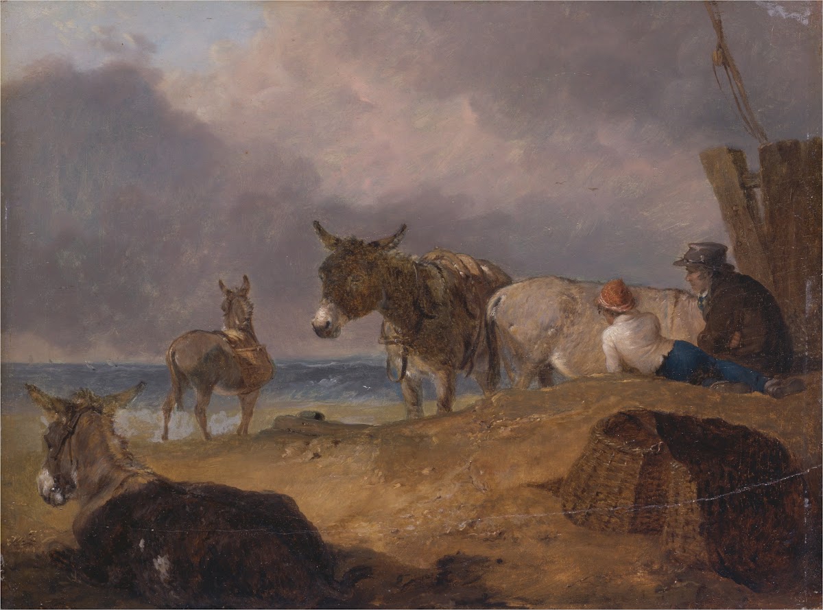Donkeys and Figures on a Beach ca 1815
