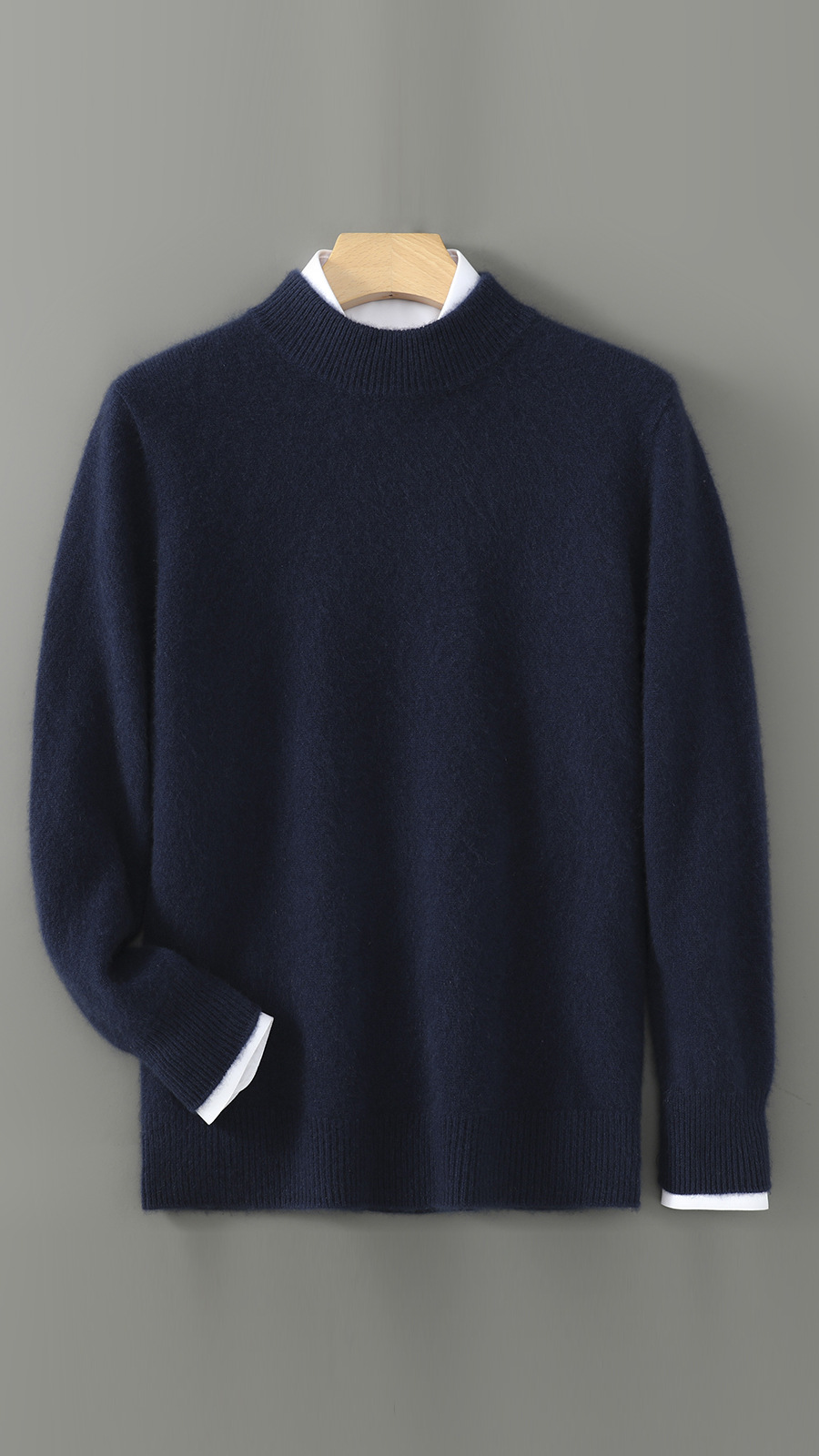 Men's Wool Sweater, Round Neck, Solid Color, Business Casual