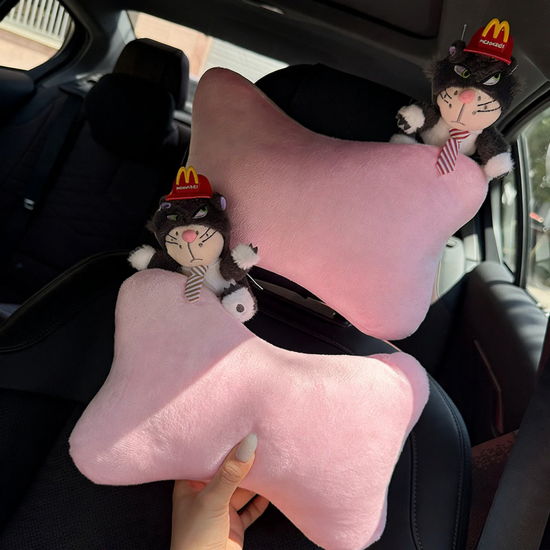 Car pillow cat design, plush, cartoon