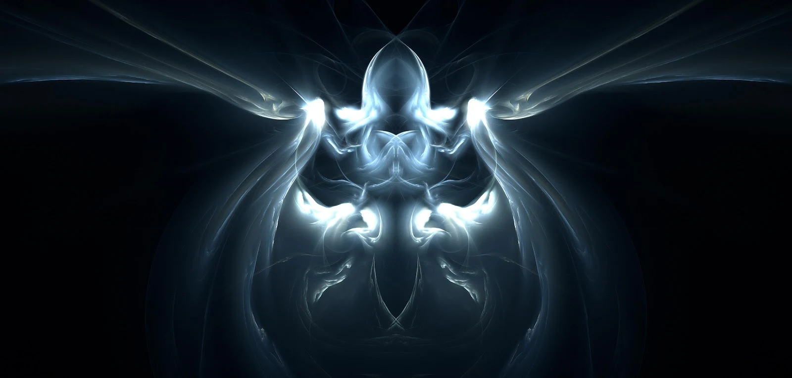 Glowing Blue Fractal Energy Wings - Digital Fractal Art 4K Wallpaper (5576x2666)