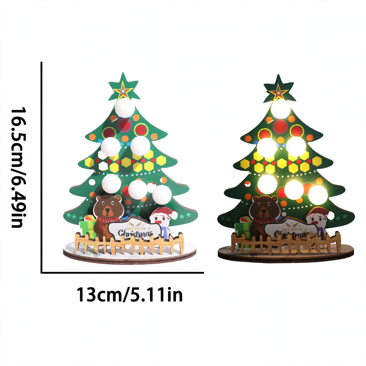 Decorative wooden Christmas tree table lamp with LED