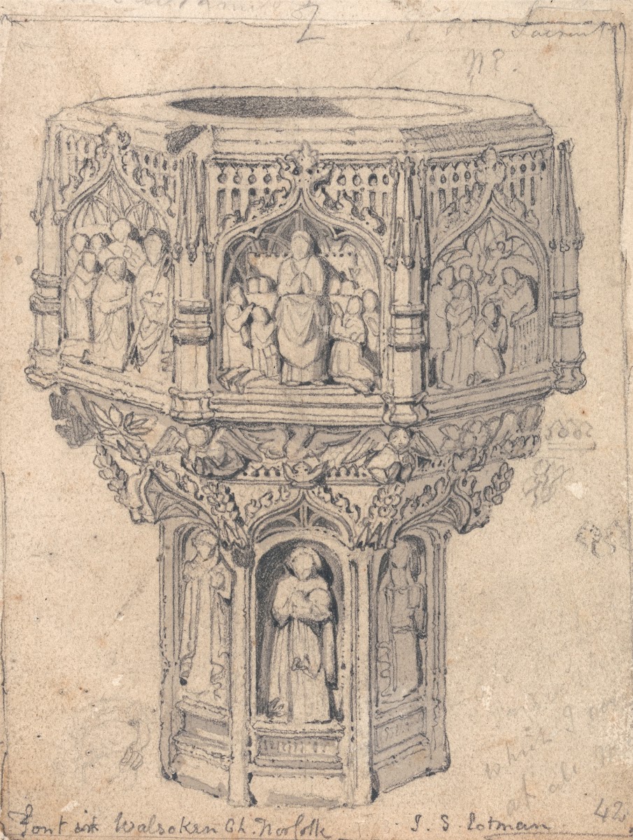 A Font in Walsoken Church Norfolk ca 1811