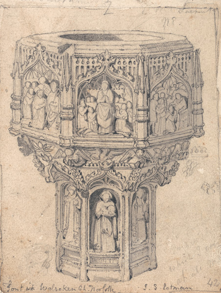 A Font in Walsoken Church Norfolk ca 1811