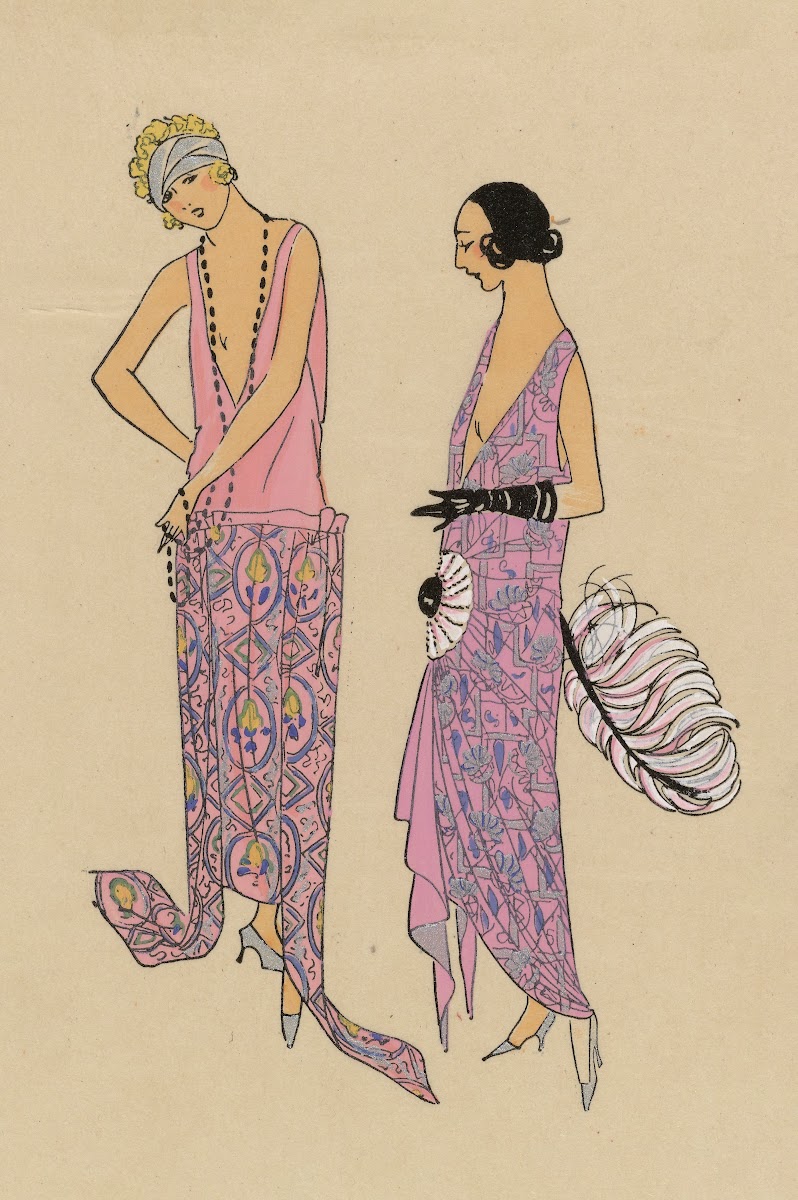 EN SOIRÉE  Sur un fond rose  1923