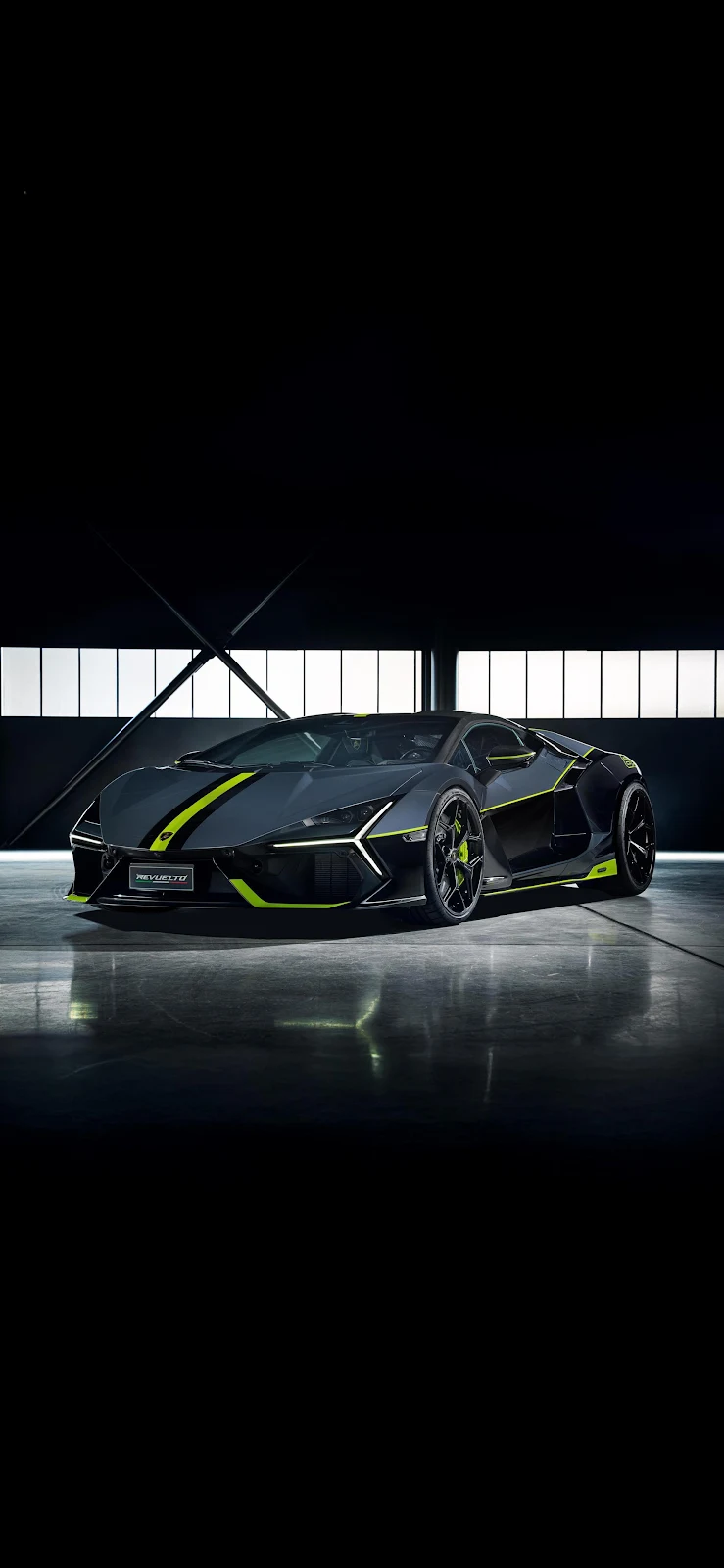 Lamborghini Revuelto In Dark Studio - Automotive Photography 2K iPhone Wallpaper (1772x3839)