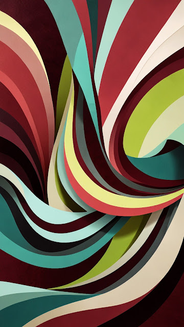 Moody Abstract Paper Swirls in Burgundy and Teal Layers - Free mobile Wallpaper