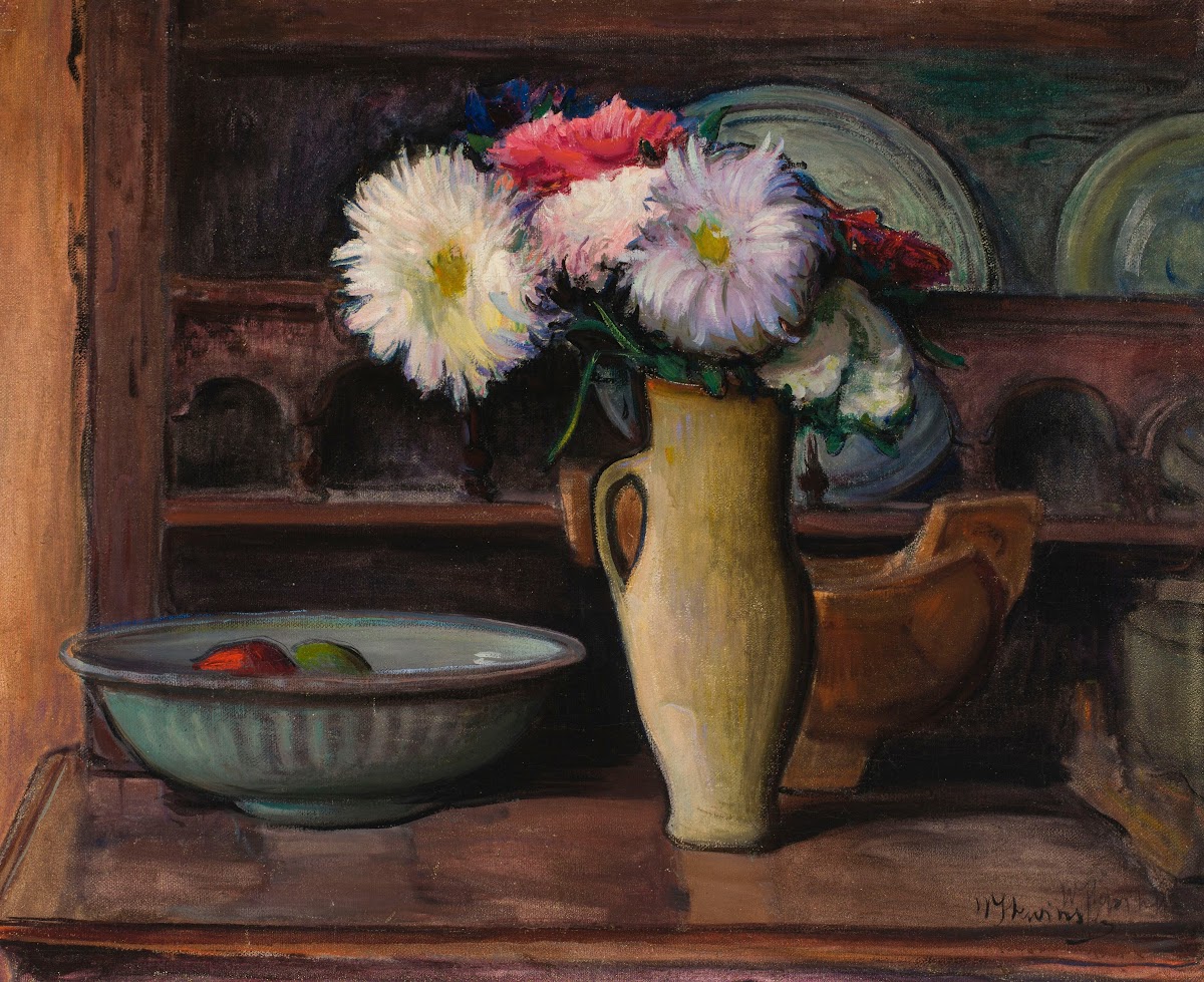 Martwa natura z astrami i miska 1905