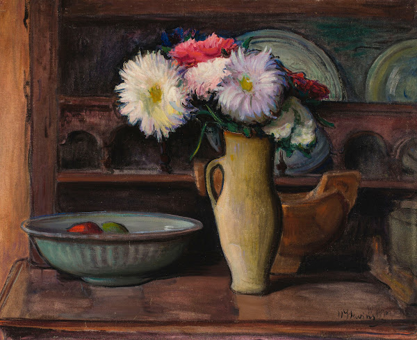 Martwa natura z astrami i miska 1905