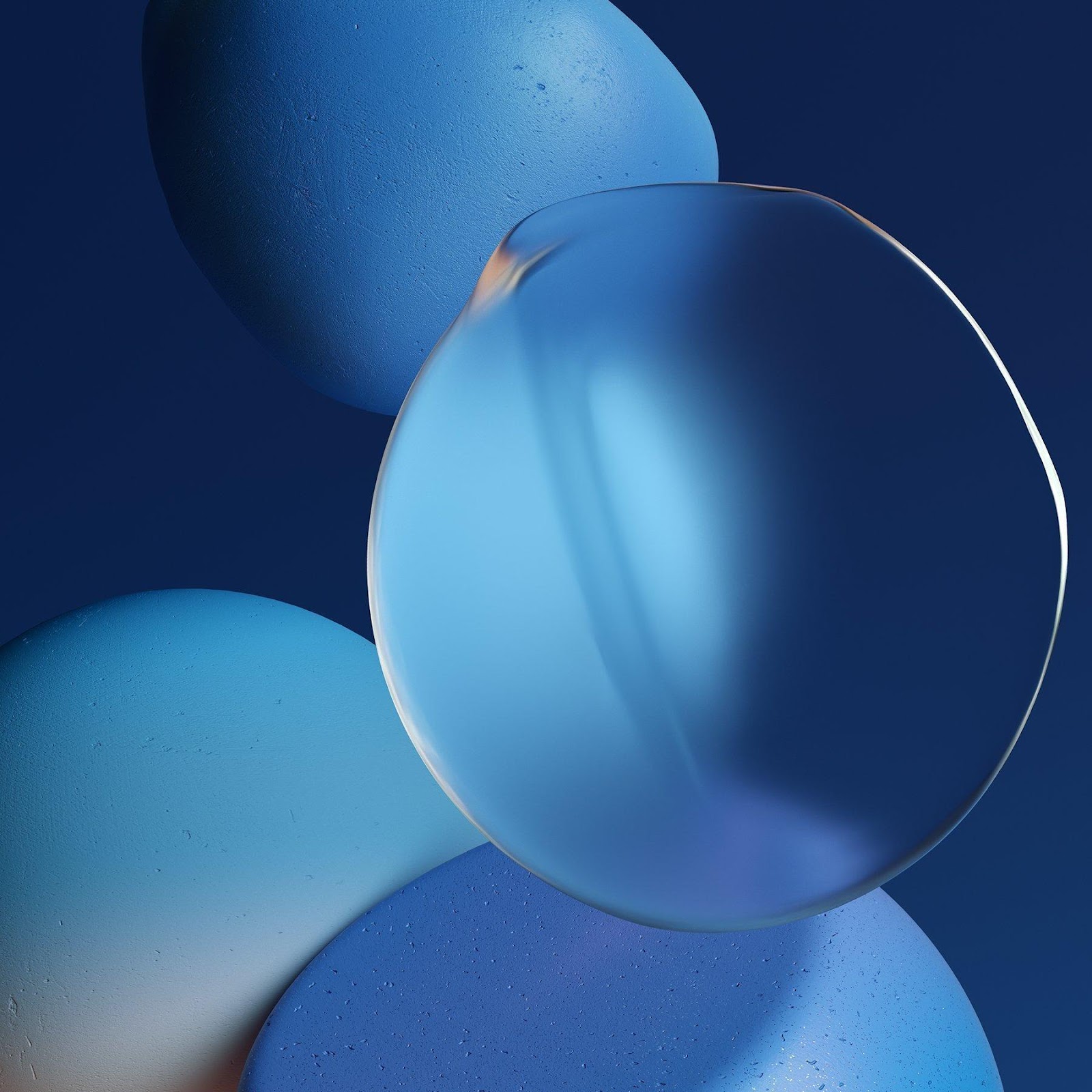 Download Abstract Blue Floating Spheres 2K iPhone