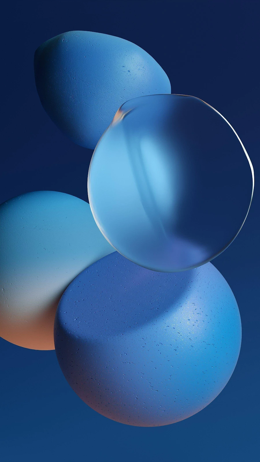 Abstract Blue Floating Spheres - Digital Abstract Art 2K iPhone Wallpaper (1800x3200)