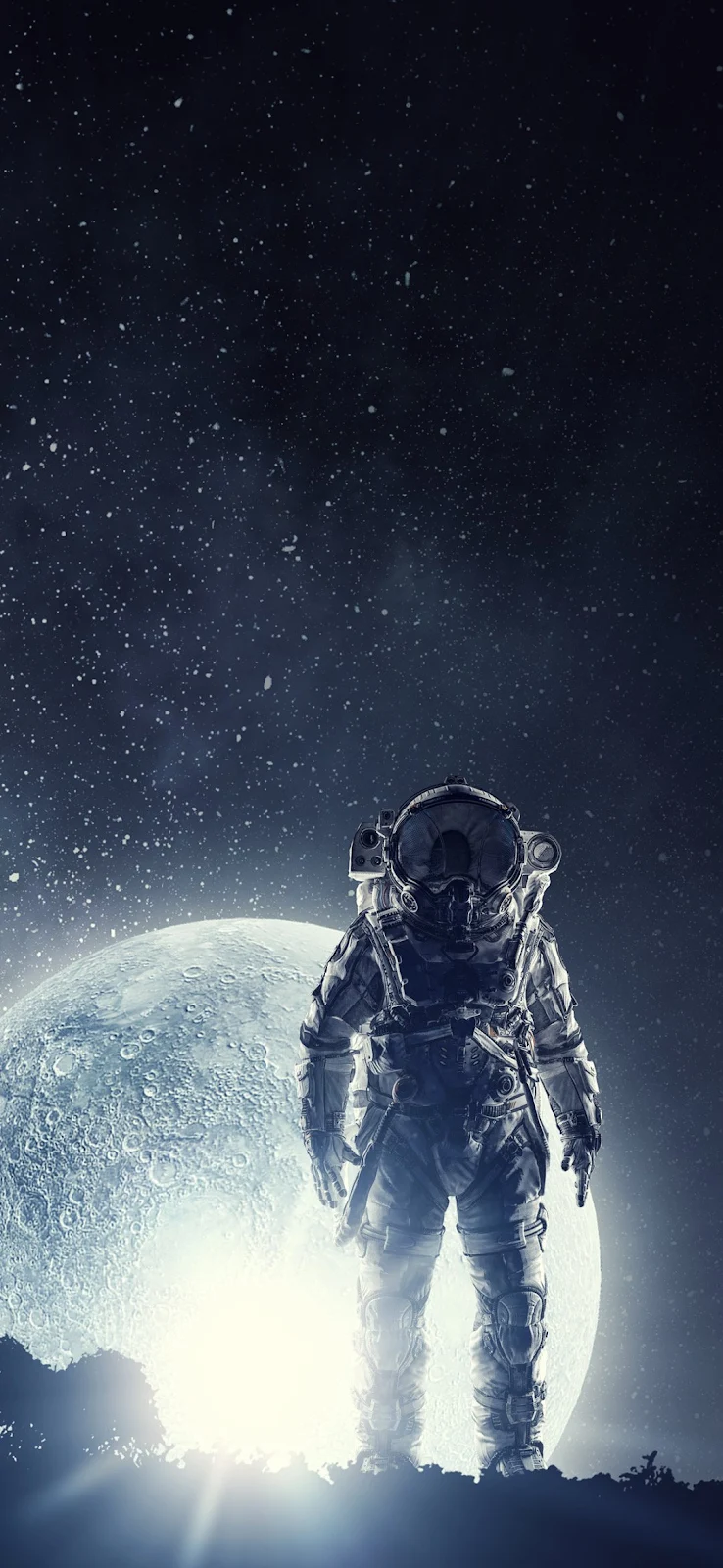Astronaut, Moon, Space, Stars, Cosmonaut Full HD iPhone Wallpaper for Free Download in High Quality [1080x2340]