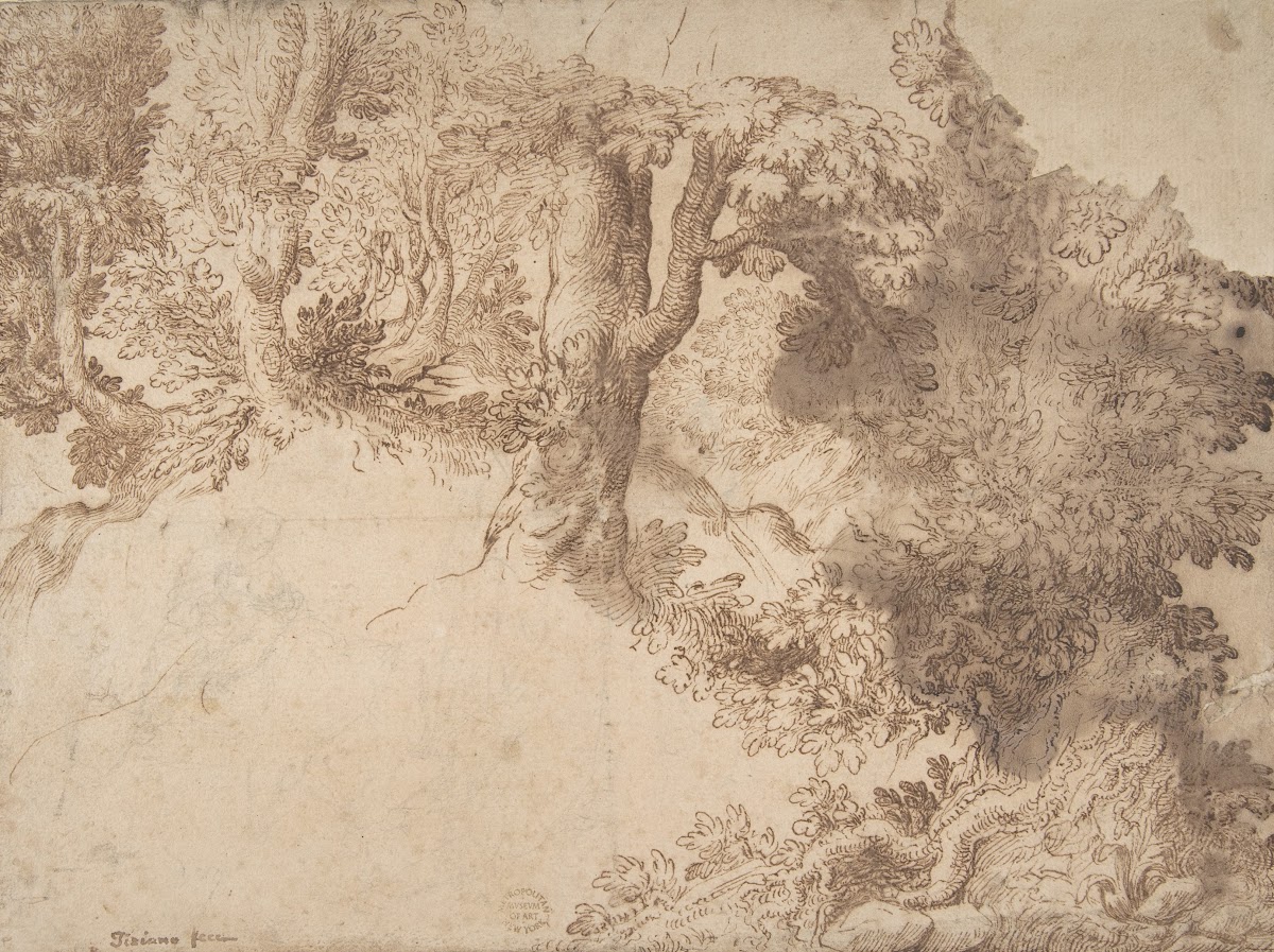 Woodland Scene with Light Sketch of a Madonna and Child 152892