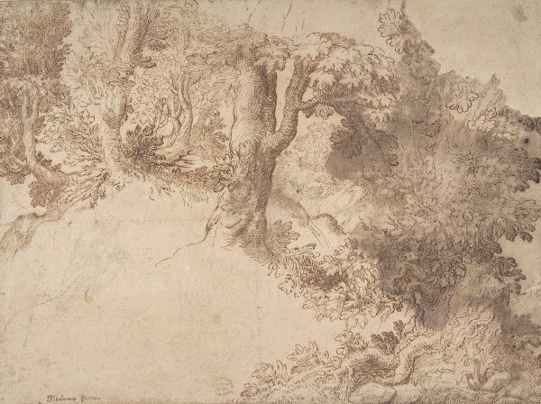 Woodland Scene with Light Sketch of a Madonna and Child 152892