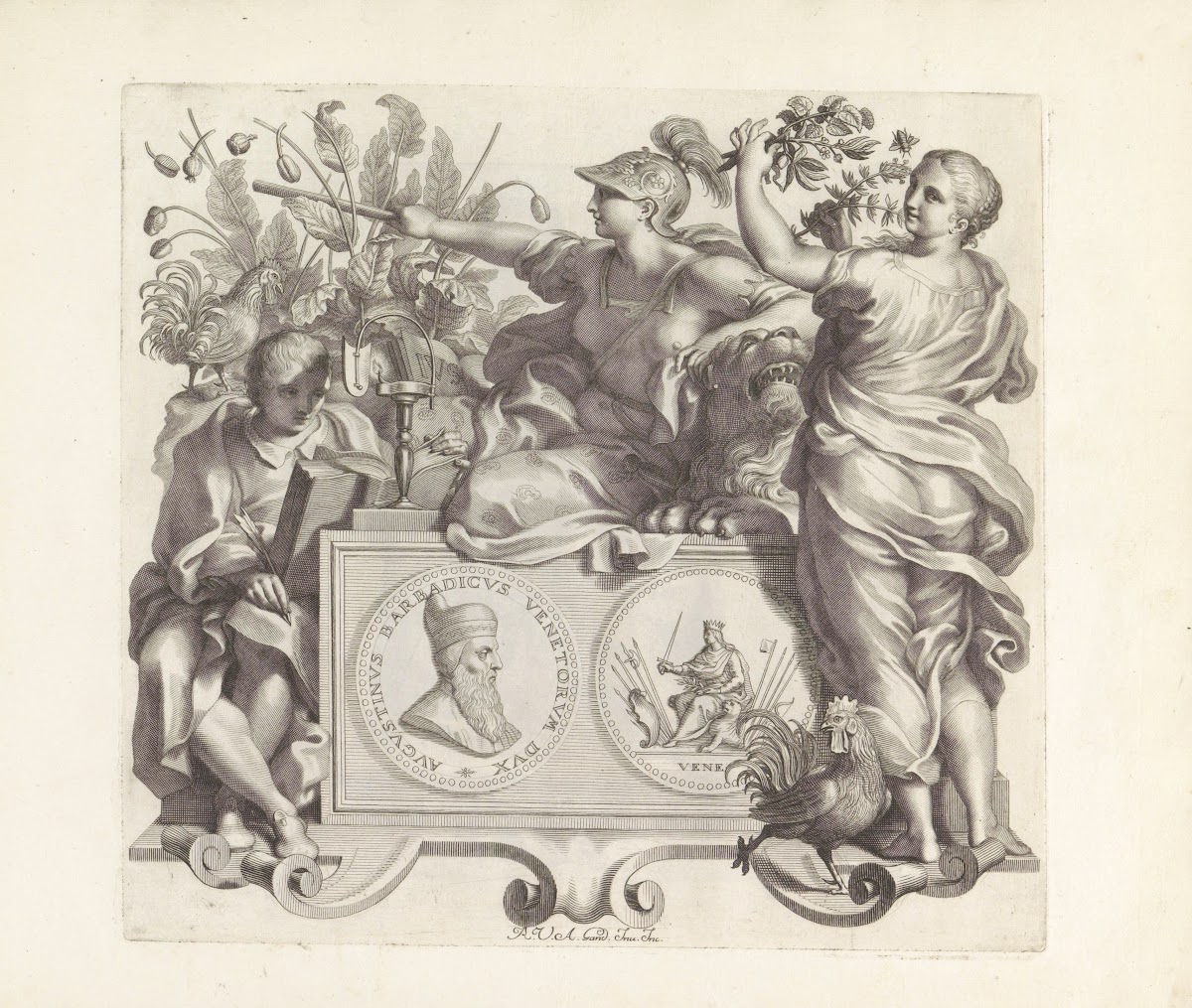 Portret van Agostino Barbarigo en de personificaties van Wetenschap Staatsrede e