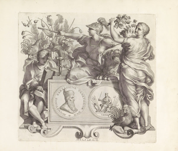 Portret van Agostino Barbarigo en de personificaties van Wetenschap Staatsrede e