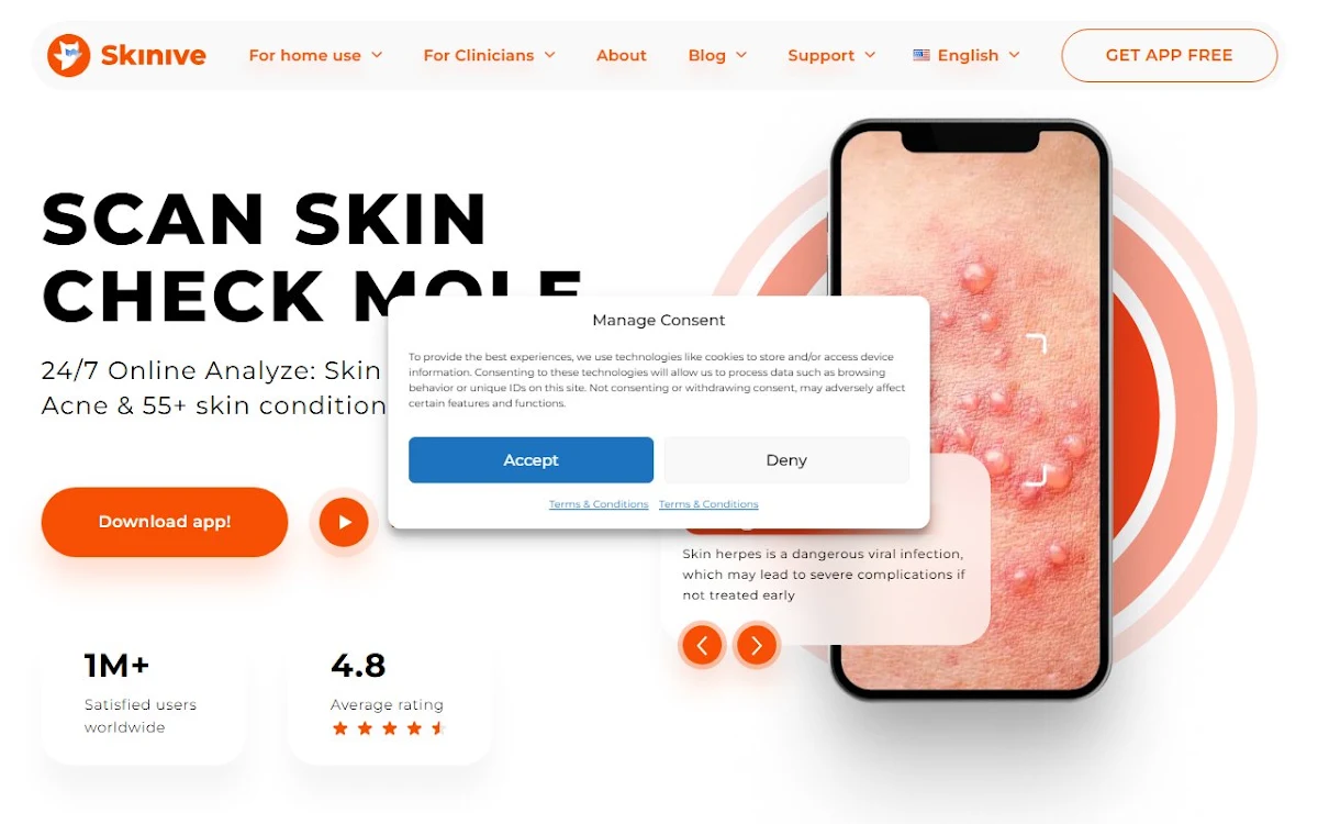 Captura de Skinive - AI Dermatologist app