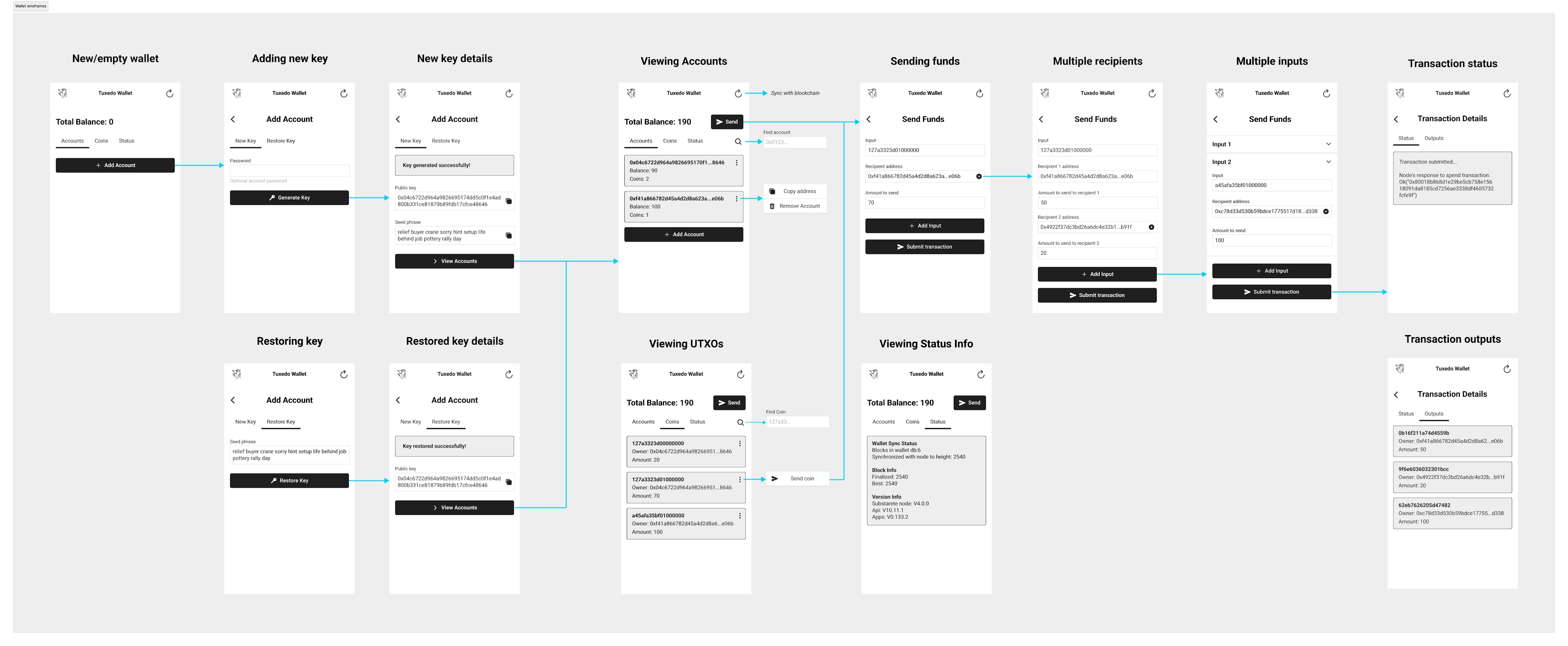 Wallet wireframes