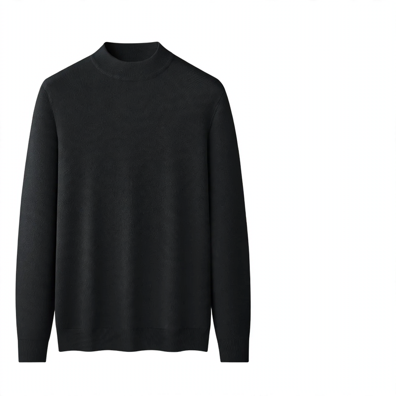 Men's Wool-Modal Pullover with Stand-Up Collar