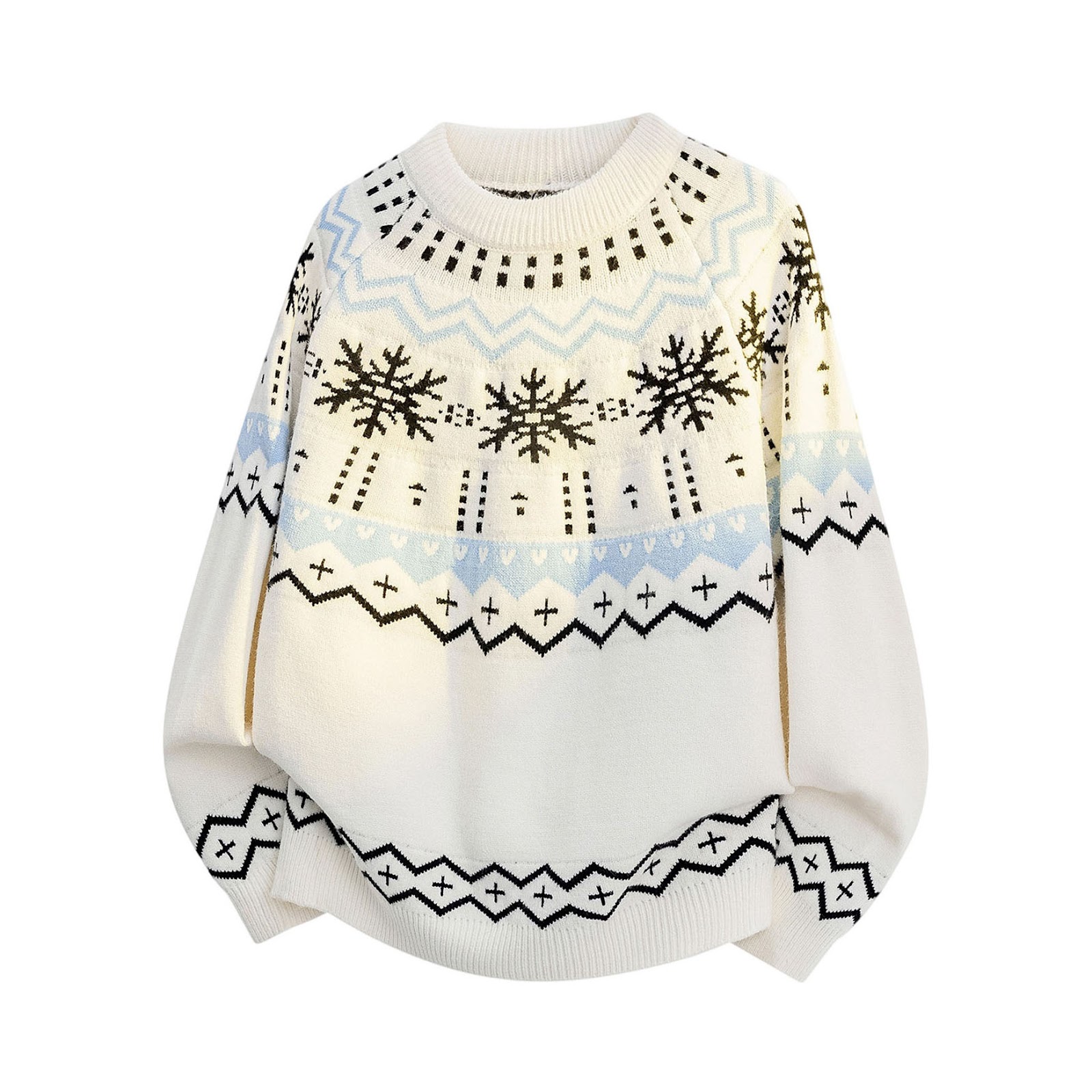 Men's knitted sweater with snowflake pattern