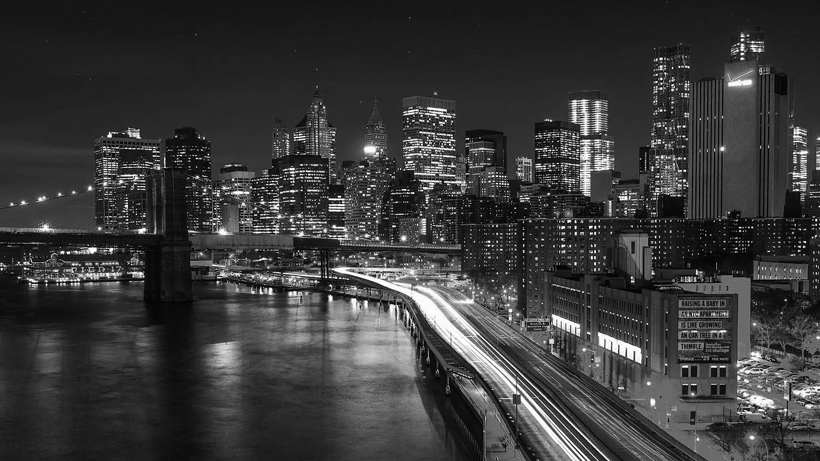 New York City Night Skyline - Urban Photography 4K Wallpaper (3840x2160)