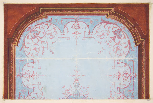 Partial design for painted ceiling 19th Century