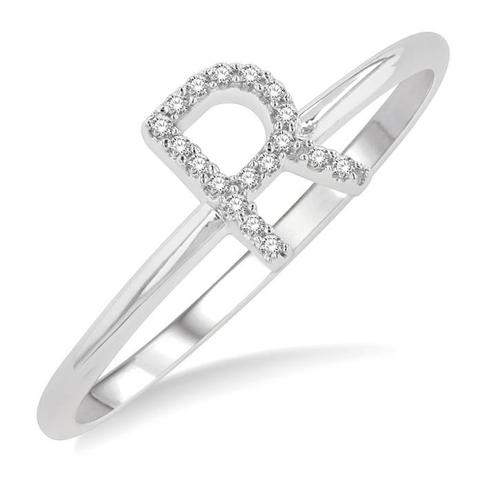 Block 'R' Initial Diamond Ring 365D9DHTSWG-R