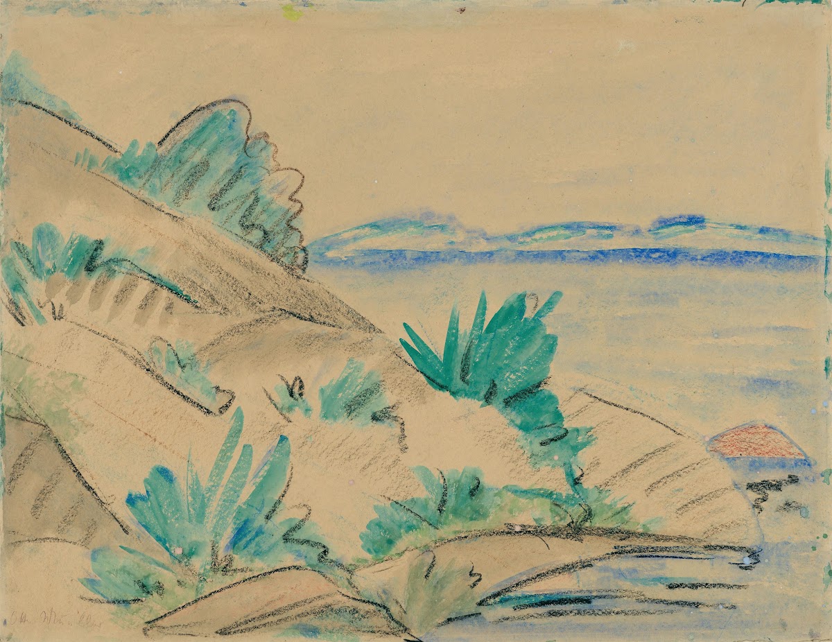 Dünenlandschaft mit Sträuchern 1923