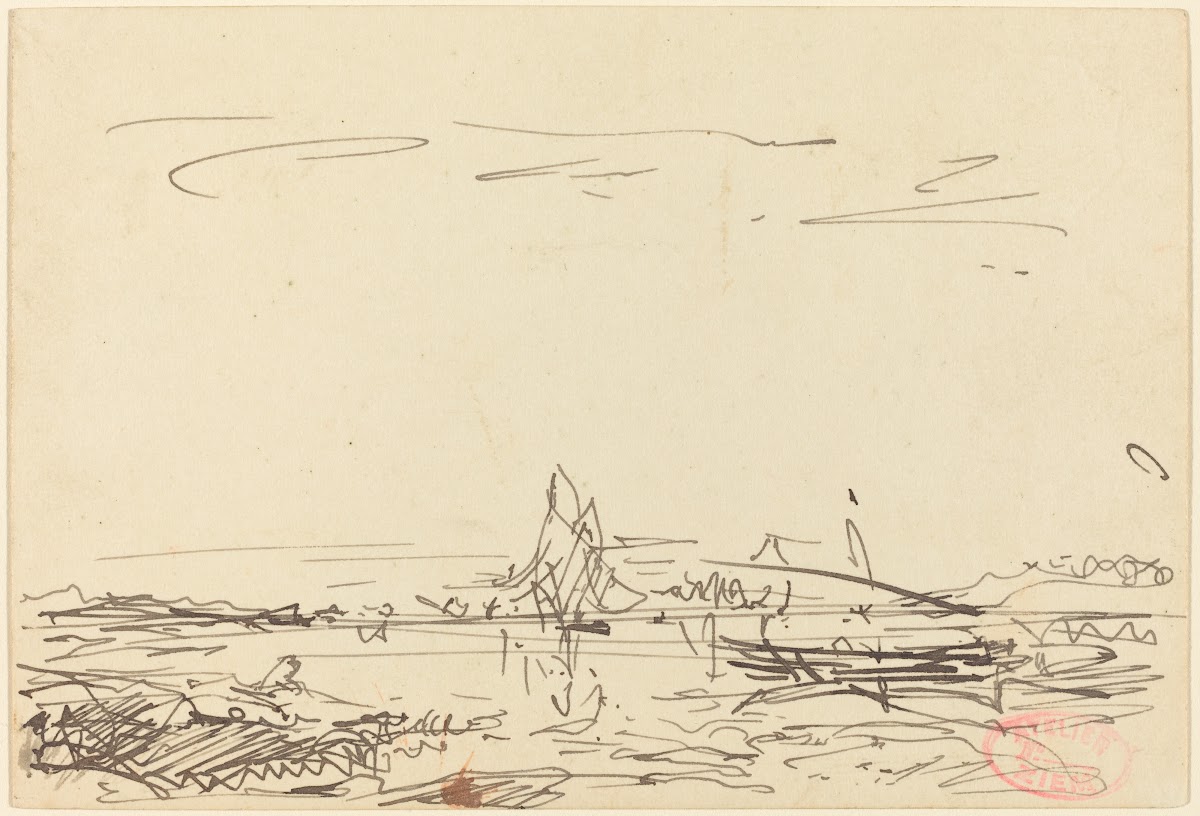 A Cove with a Sailboat