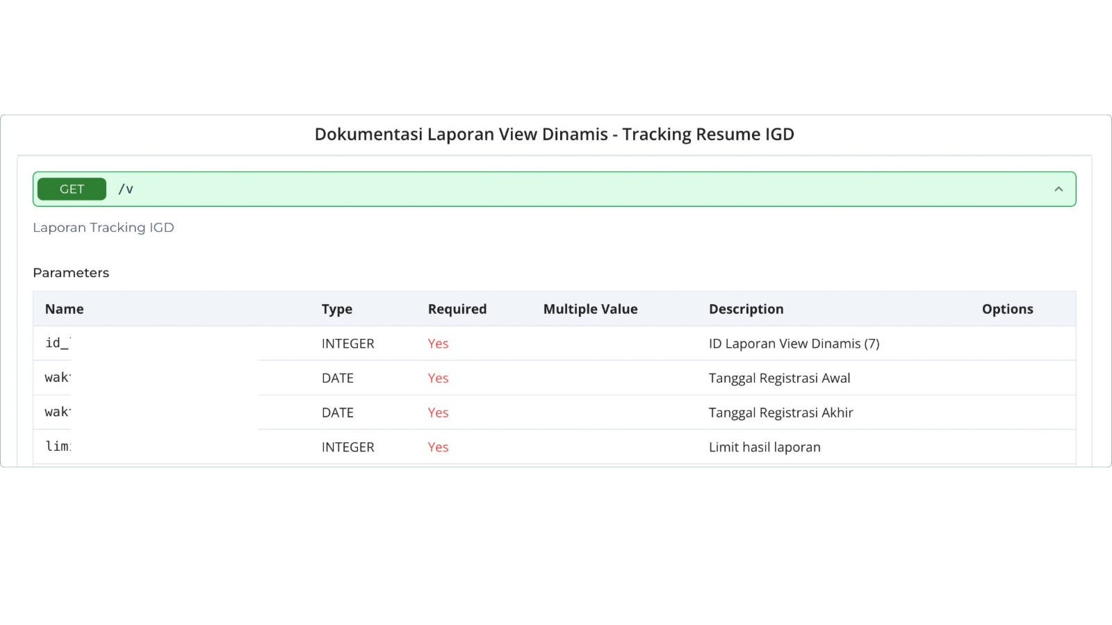 Tampilan fitur API Report Access, Filter & Parameter Management, Dynamic Report View pada NUHA Open API