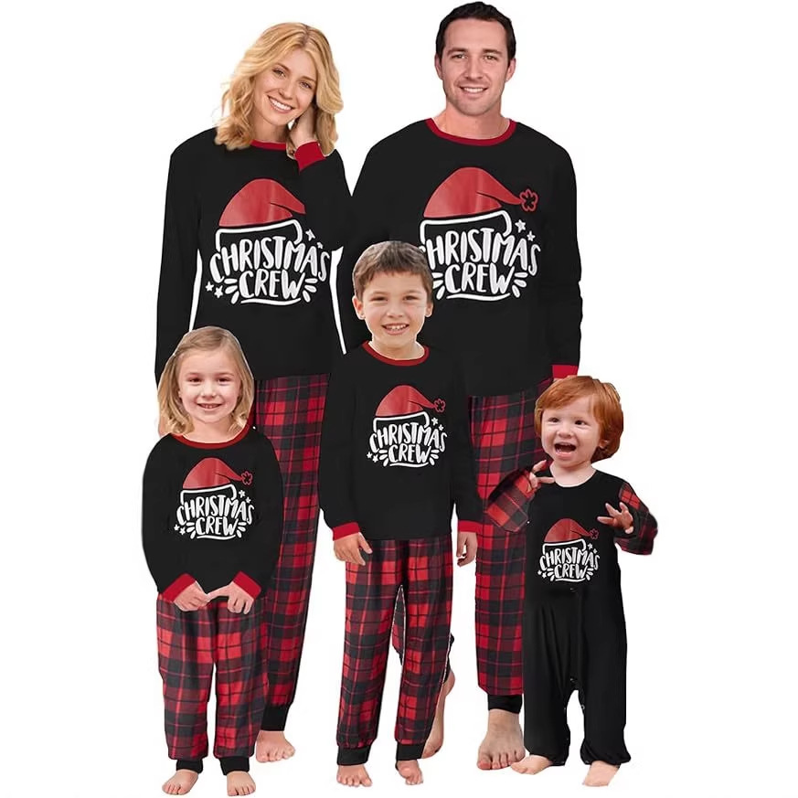 Christmas pajama set for the family with check pattern