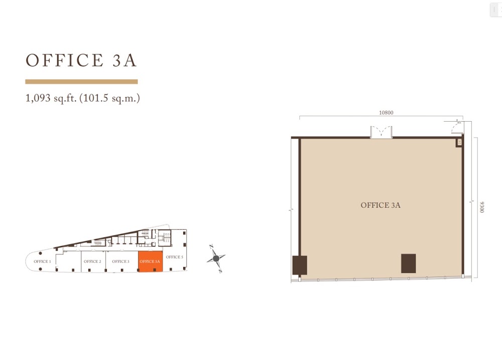 Pavilion Square Office Office Layout 3A floor plan — 1800 sq ft,  bedrooms