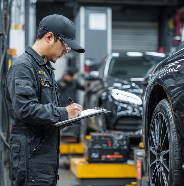 정비사가 차량 점검하는 모습