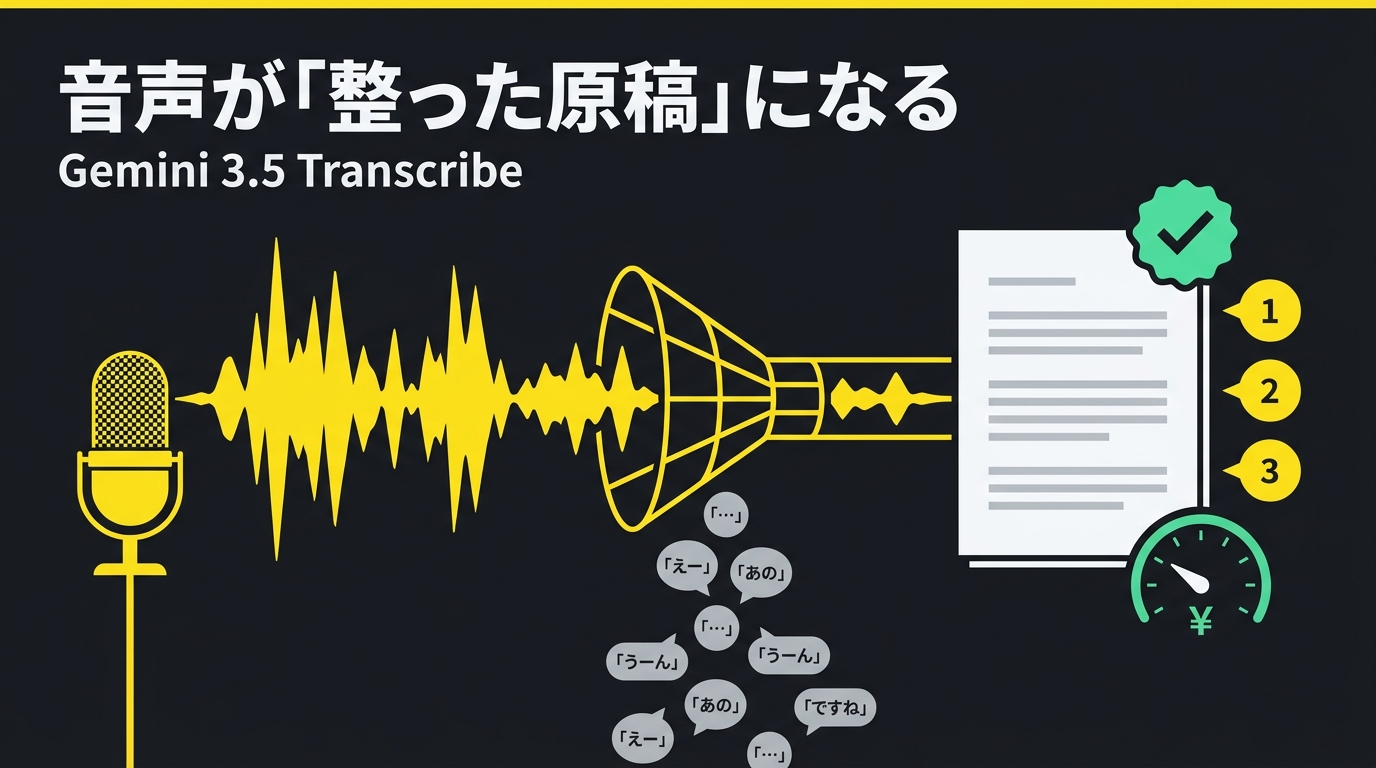 Google「Gemini 3.5 Transcribe」公開 — 文字起こしは1時間$0.30。だが効くのは単価ではなく「後処理が要らない」こと