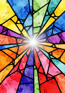 Abstract Stained Glass Vibrant Geometric Shattered Art