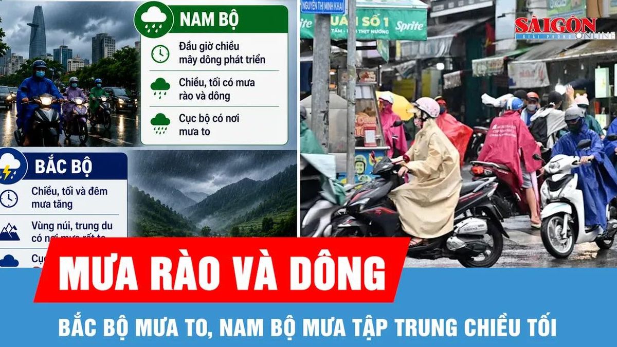 Bắc bộ bước vào đợt mưa lớn kéo dài, Nam bộ mưa tập trung chiều tối - Báo Sài Gòn Giải Phóng