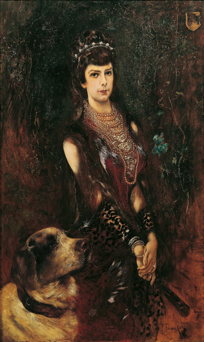 Kaiserin Elisabeth mit Bernhardinerhund 1883