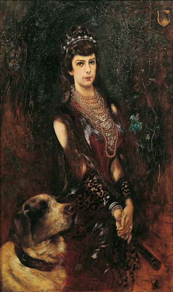 Kaiserin Elisabeth mit Bernhardinerhund 1883